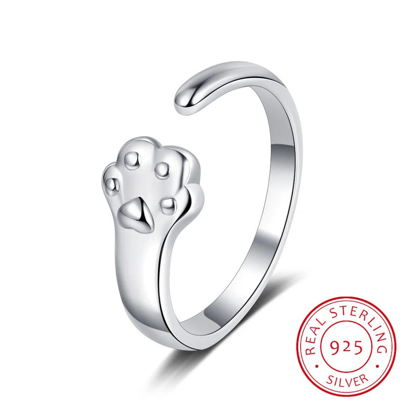 Sterling Silver Cat Paw Gift Ring for Women