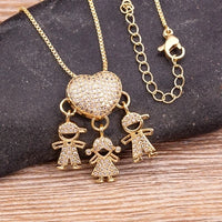 Gold Cubic Zirconia Girl Boy Pendant Necklace (Select 9 Unique Fashions)