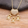 Gold Cubic Zirconia Girl Boy Pendant Necklace (Select 9 Unique Fashions)