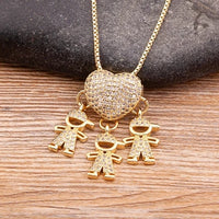 Gold Cubic Zirconia Girl Boy Pendant Necklace (Select 9 Unique Fashions)