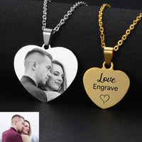 Custom Stainless Steel Heart & Photo Engrave Necklace (+ Select From 5 Colors)