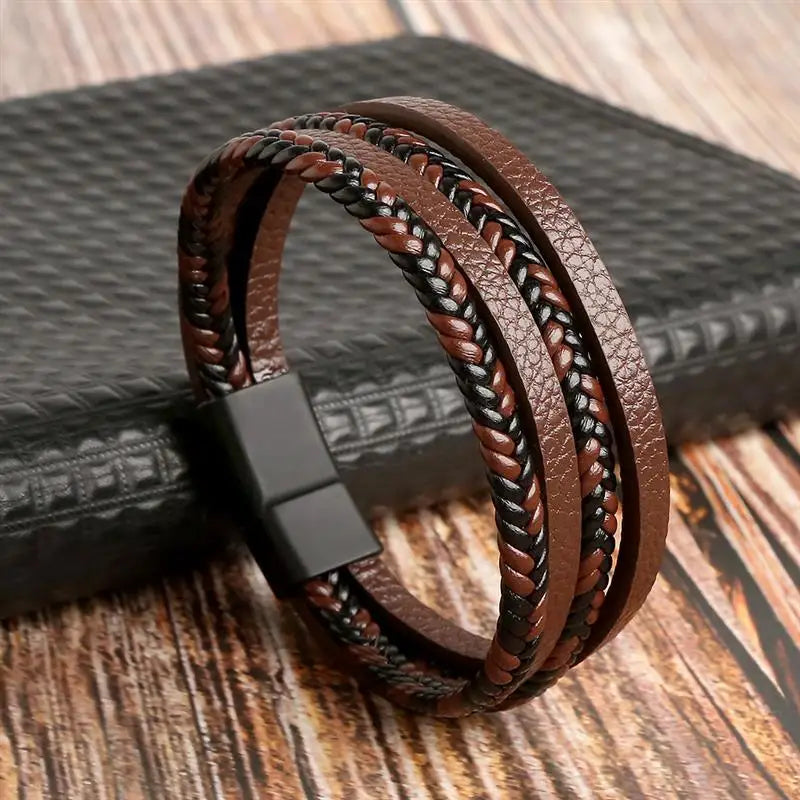 Hand-Woven Multi-Layer Men's Leather Bracelet (Select 31 Unique Fashions)