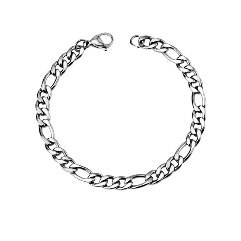 Stainless Steel Figaro Bracelet Unisex (Silver & Gold)