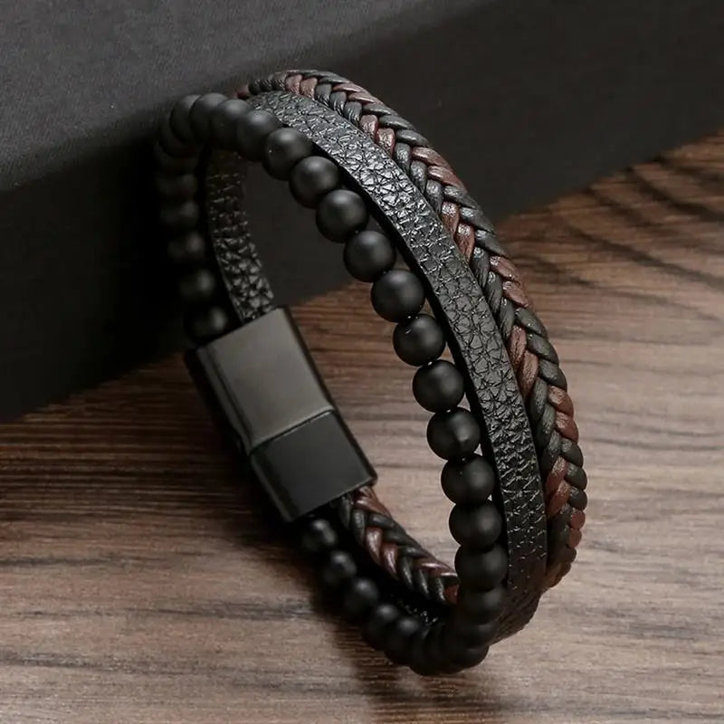 Hand-Woven Multi-Layer Men's Leather Bracelet (Select 31 Unique Fashions)