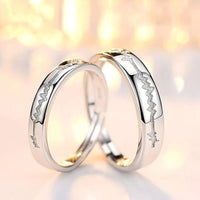 Silver Electrocardiogram Couple Ring