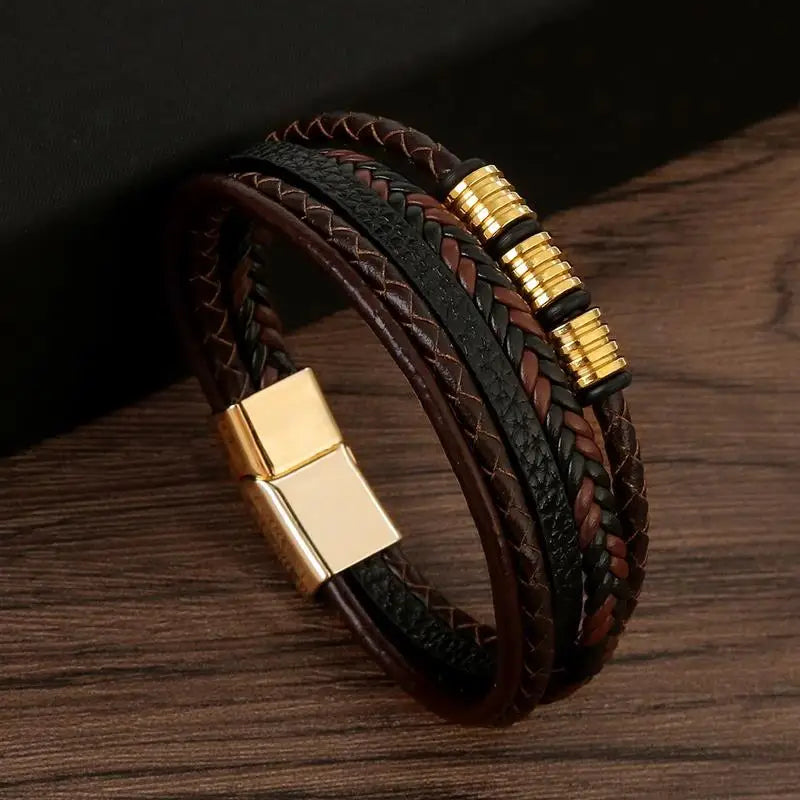 Hand-Woven Multi-Layer Men's Leather Bracelet (Select 31 Unique Fashions)