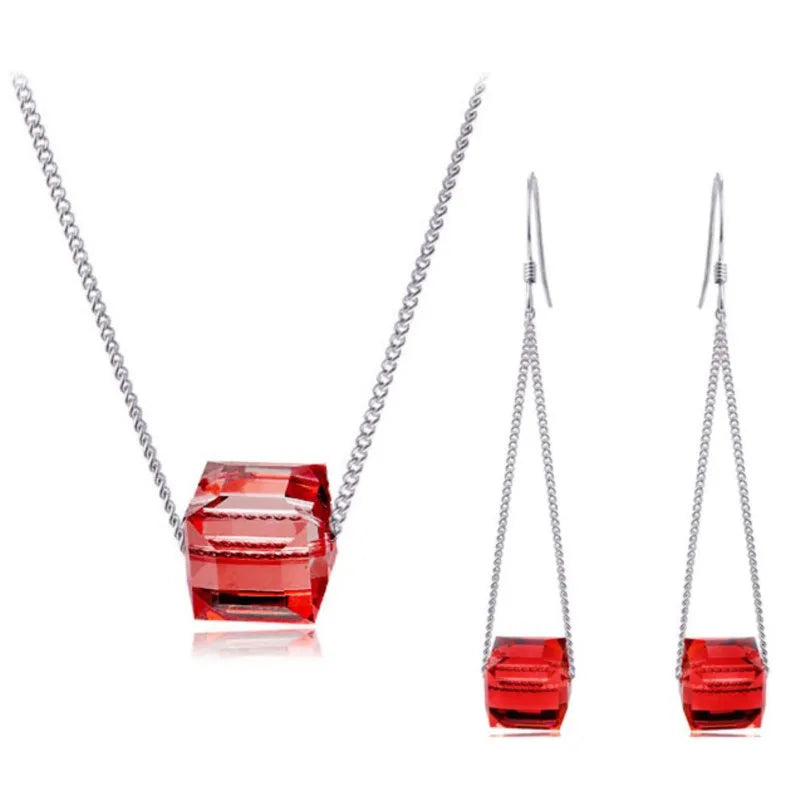 Crystal Cube Jewelry Set (Select From 5 Colors)