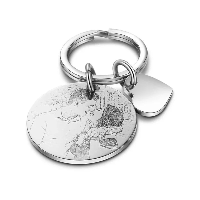 Custom Stainless Steel Photo & Calendar Engraved Keyring (+ Select From 4 Colors)