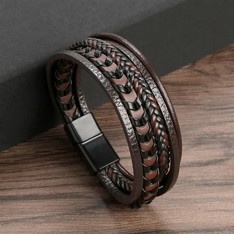 Hand-Woven Multi-Layer Men's Leather Bracelet (Select 31 Unique Fashions)