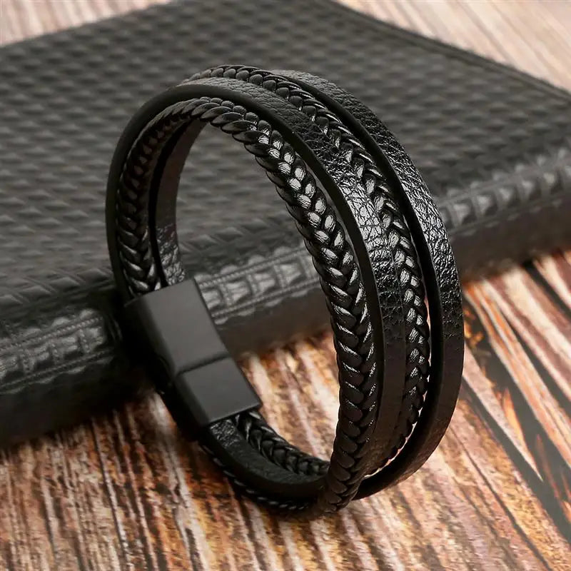 Hand-Woven Multi-Layer Men's Leather Bracelet (Select 31 Unique Fashions)