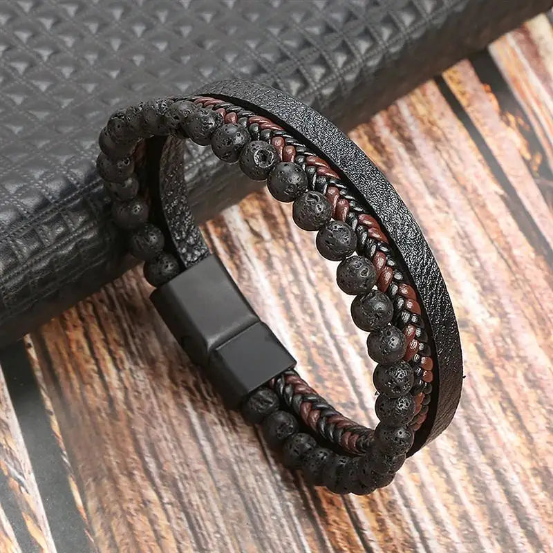 Hand-Woven Multi-Layer Men's Leather Bracelet (Select 31 Unique Fashions)