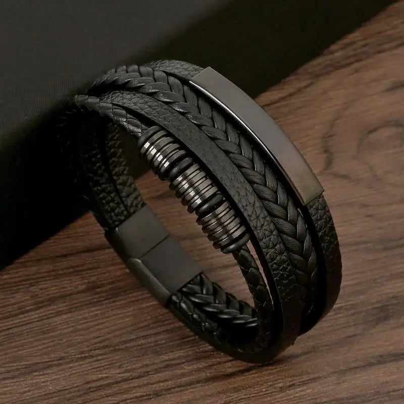 Hand-Woven Multi-Layer Men's Leather Bracelet (Select 31 Unique Fashions)