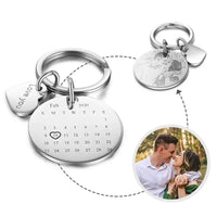 Custom Stainless Steel Photo & Calendar Engraved Keyring (+ Select From 4 Colors)