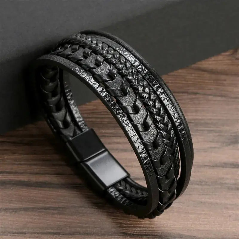 Hand-Woven Multi-Layer Men's Leather Bracelet (Select 31 Unique Fashions)