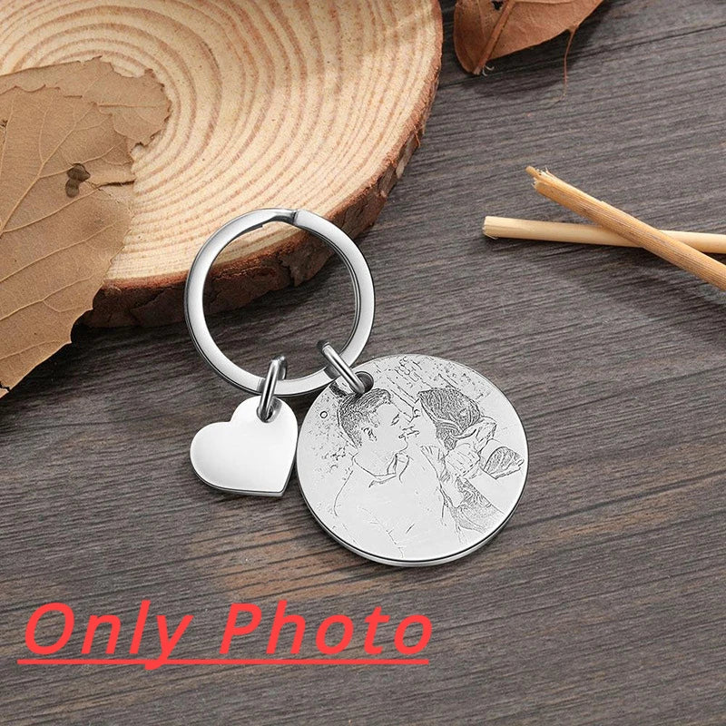 Custom Stainless Steel Photo & Calendar Engraved Keyring (+ Select From 4 Colors)