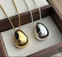 Smooth Metal Teardrop Pendant (Silver & Gold)